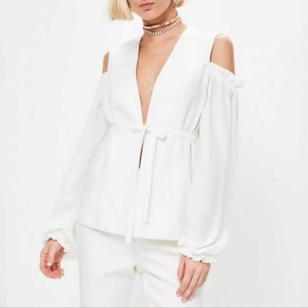 Cold shoulder/puff sleeve women suit-  small